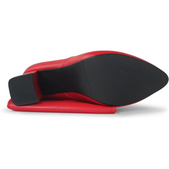 Women's Red-pu Polyurethane (PU) Thigh High Over The Knee Pointy toe Boots - Picture 5 of 5